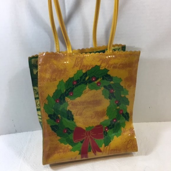 Liz Claiborne Vinyl Mini Merry Christmas Tote Bag 9x4x8 - Picture 1 of 12